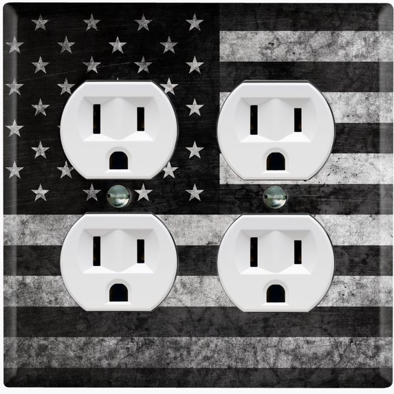 Metal Light Switch Plate Cover U.S. Flag Gray FLG002