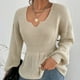 thumbnail image 1 of ICHUANYI Liquidación Mujeres Casual Moda Soild Pullover Manga Larga Cuello en V Suéter ICHUANYI WER2023082200888, 1 of 6