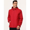 thumbnail image 2 of Sudadera con capucha para hombre Cortavientos Deportes Senderismo Ciclismo Cordón al aire libre Cremallera Anorak Chaquetas Prendas de abrigo Rojo grande Unique Bargains Chaqueta, 2 of 6