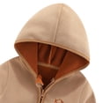 thumbnail image 2 of HOMADLES Toddler Boys Fleece Lined Keep Warm with Hoodie Children Thickening Soft Long Sleeve Zip Cute Coat Khaki 4 T, 2 of 9