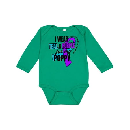 

Inktastic Suicide Prevention I Wear Teal and Purple for My Poppy Gift Baby Boy or Baby Girl Long Sleeve Bodysuit