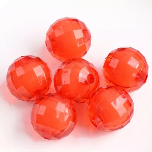 U8MO 50pcs Round 92 Facets Colorful Acrylic Plastic Loose Beads Lot DIY Jewelry-Red-12mm
