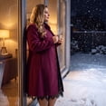 thumbnail image 3 of GRACE & GRANDEUR Women's Plus Size Winter Coats Single Breasted Jackets Long Trench Coats Burgundy 1X, 3 of 9