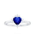 thumbnail image 5 of Rosec Jewels Heart Shape Lab Grown Blue Sapphire Promise Ring with Diamond for Women - 6 mm, 925 Sterling Silver, US 12.00, 5 of 9