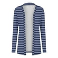 thumbnail image 4 of Fznquz Women's Cardigans Long Sleeve Trendy Long Sweater Blue Open Front 2025 Striped Jacket, 4 of 7