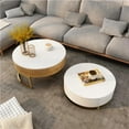 Margos LiftTop Round Coffee Table Set of 2 with Storage, 2 Pinewood