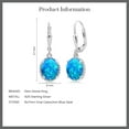 thumbnail image 5 of Gem Stone King 925 Sterling Silver Blue Simulated Opal Leverback Dangle Earrings for Women (1.12 Cttw, Gemstone October Birthstone, Oval Cabochon 9X7MM), 5 of 5