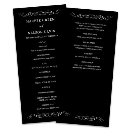 Personalized Black White Scroll Wedding Program Walmart Com