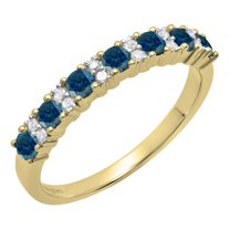 Dazzlingrock Collection 0.75 Carat (ctw) Round Blue & White Diamond Bridal Anniversary Wedding Band for Women in 14K Yellow Gold, Size 5.5