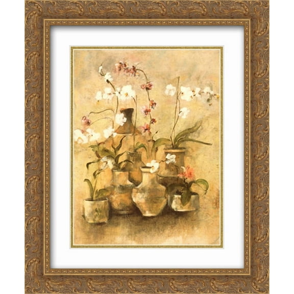 Arrangement of Orchids I 2x Matted 15x18 Gold Ornate Framed Art Print by Cheri Blum