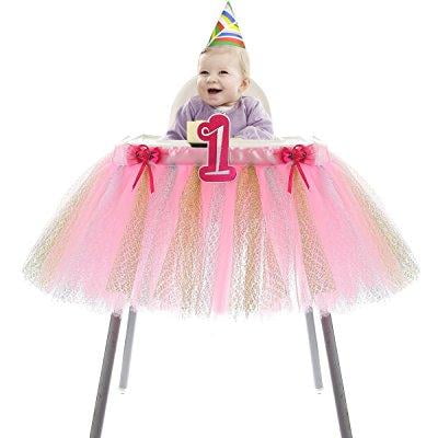Hbbmagic Baby 1st Birthday Deluxe High Chair Tutu Tulle Skirt