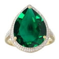 thumbnail image 2 of Gold Over Sterling Silver with Emerald Tear Drop Solitaire Ring, 2 of 3