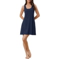thumbnail image 2 of Womens Tank Nightgown Nightshirt Racerback Sleeveless Shirtdress Loungwear S Navy Blue, 2 of 6