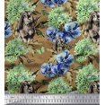 thumbnail image 1 of Soimoi Rayon Crepe Fabric Rabbit,Lilac & Pansy Floral Print Fabric by the Yard 46 Inch Wide, 1 of 3