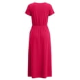 thumbnail image 7 of BRGZLK Womens Summer Modest Work Casual Solid Color Midi Knee Dress Pocket Short Sleeve Teacher Outfits Spring Travel Clothes, 7 of 7