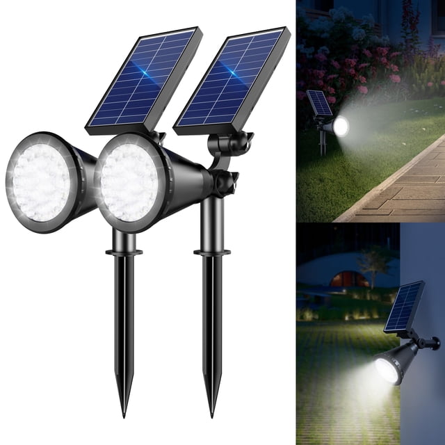 Focos solares APOMAO, 2 unidades, 36 LED, 1000 lm, impermeables