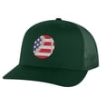 thumbnail image 3 of Baseball Trucker Hat - Embroidered American Flag Baseball - Patriotic Snapback Mesh Cap (RoyalBlue), 3 of 9