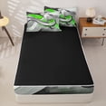 thumbnail image 4 of Homewish Green Swirl Geometric Zipper Twin Comforter Sets with Fitted Sheet and 2 Pillowcases,Modern Abstract Zipper Bedding Set,Black Reversible,4pcs, 4 of 8