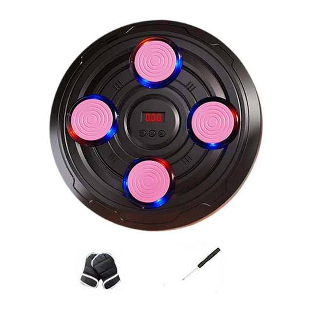 Lipstore Machine de Boxe Musicale pour Enfants Cible Murale Réglable Murale Domestique Frappe Rose 4 Cibles