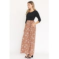 thumbnail image 4 of Black 3/4 Sleeve Contrast Vintage Caramel Floral Maxi Dress, 4 of 6