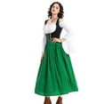 thumbnail image 5 of SWSMCLT Women's Bavarian Oktoberfest Dirndl Barmaid Bunched Billowy Breathable Cos Dresses A Line Dress Bell Sleeve Green Small, 5 of 5