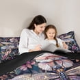 thumbnail image 6 of Manfei Dreamy Purple Dragonfly Full Size Comforter Sets, Mystic Galaxy Moon Bedding Comforter Set, Mandala Jungle Floral Reversible Bedding Sets, Microfiber Bedroom Decor, 3-Piece, 6 of 9