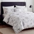 thumbnail image 4 of 100% Cotton Floral Duvet Cover Set Queen Size, Ink Style Gray Sketch Floral Bedding, 3 Pcs with Zipper Closure & Corner Ties, Soft Breathable Duvet Cover for All Seasons, 4 of 6