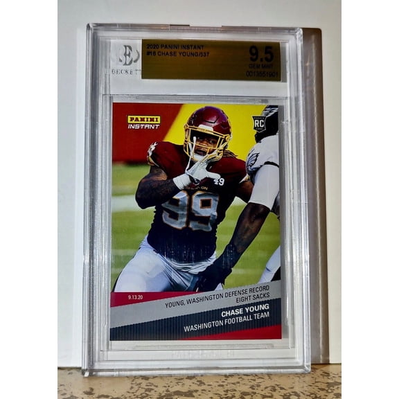 Chase Young 2020 Panini NFL #16 Rookie Card 1 of 537 BGS 9.5 Gem Mint Washington