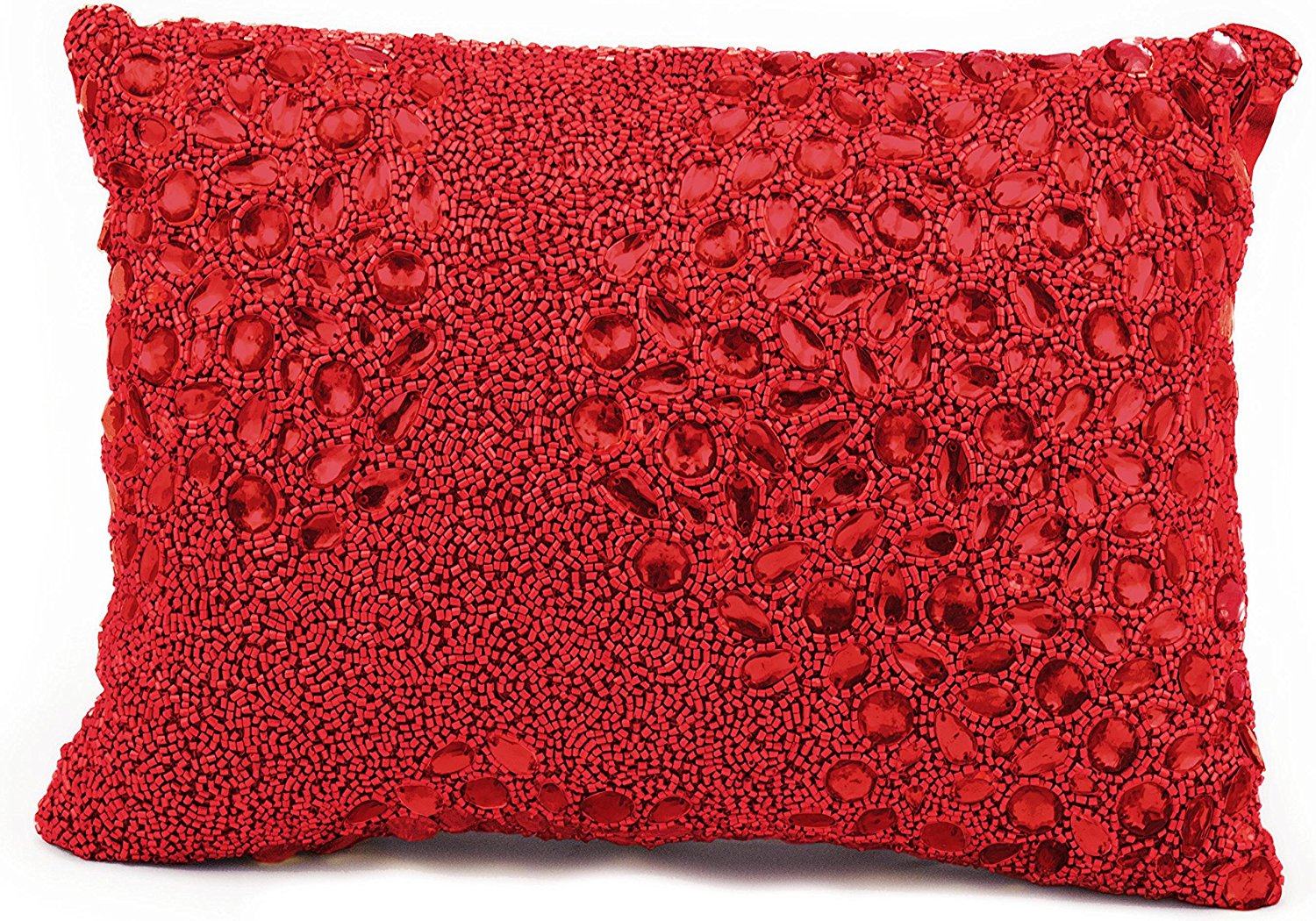Mina Victory Luminecence Fully Beaded Red Throw Pillow ...