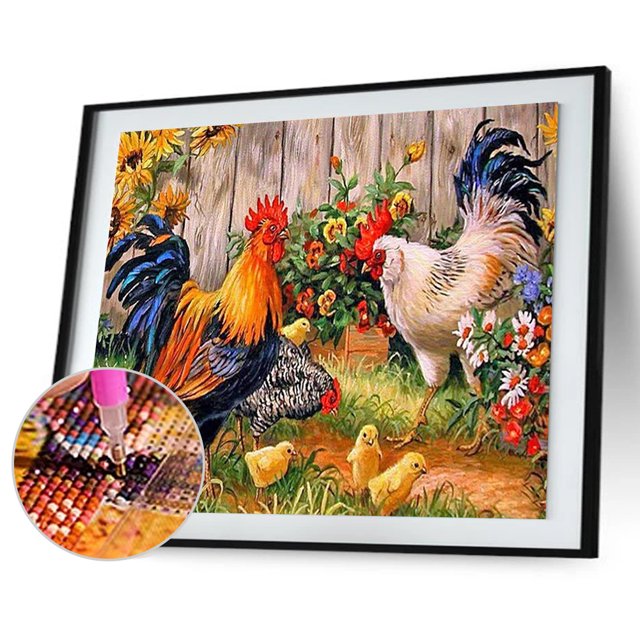 Cuadros Decorativos 5D pollo mosaico diamante pintura dibujo completo redondo taladro DIY arte artesanía Ehuebsd Nuevos Originales