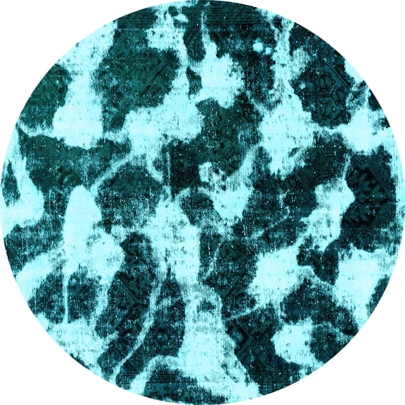 Ahgly Company Indoor Round Abstract Light Blue Modern Area Rugs, 6' Round