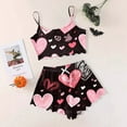 thumbnail image 2 of BYHONG Valentine's Day Plus Size,Pajamas for Women Set Sexy Heart Print Casual Pajama Shorts Set Loungewear Sets Woman Black XXL, 2 of 4