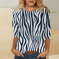 thumbnail image 2 of Pompotops T-shirt de Mode pour Femme Mi-Long Manches 3/4 Blouse Col Rond Hauts Décontractés Liquidation, 2 of 5