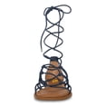 thumbnail image 3 of FSJ Women Open Toe Lace up Gladiator Sandals Woven Strappy Ankle Wrap Flats Summer Beach Outdoor Shoes Size 8 Navy, 3 of 5