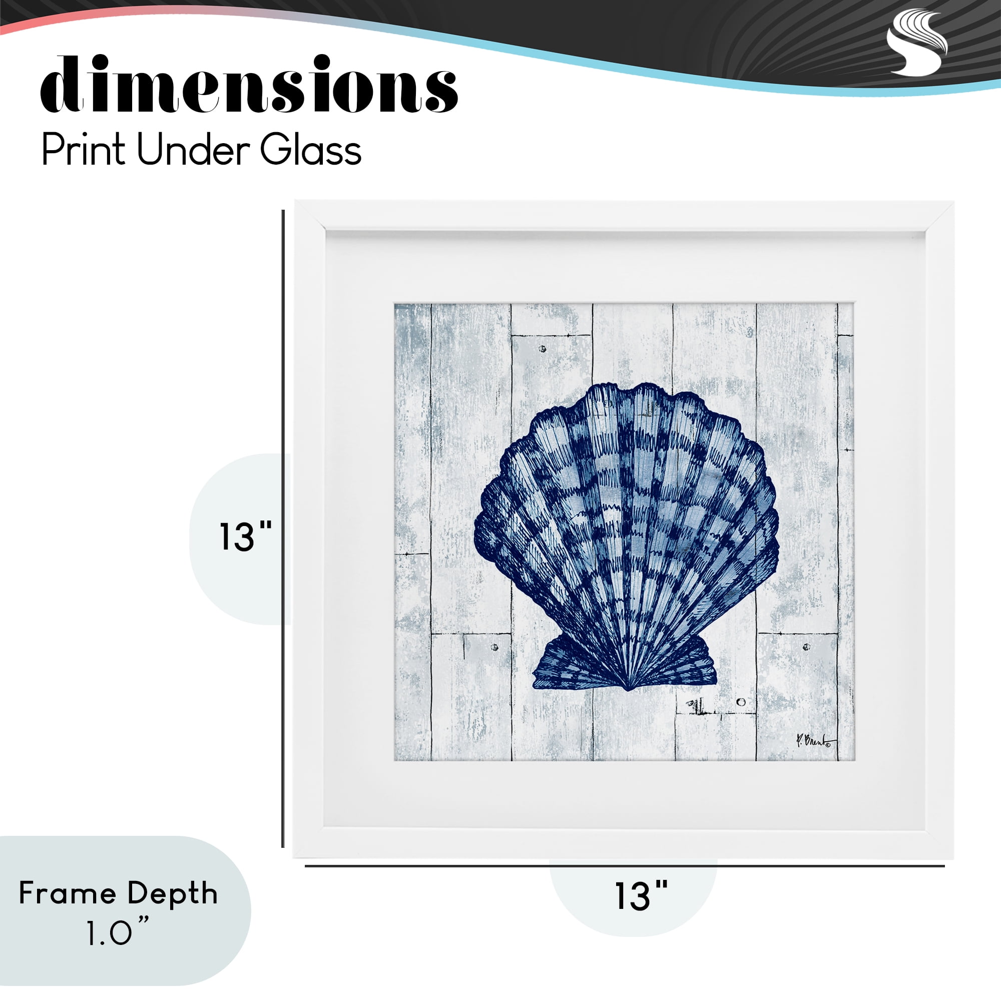 Stupell Industries Coastal Timberland Scallop White Framed Print Under Glass, design by Paul Brent