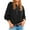 Black, variant on Women's Henley Neck Sweater Button Front Long Sleeve Loose Knit Pullover (Blue, XL)