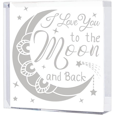 1 pc Square Crystal Engraved Keepsake and Paperweight Crystal Gifts for Girlfriend Boyfriend Wife Husband as Christmas Birthday Valentine s Day Presents – I Love You to The Moon and Back