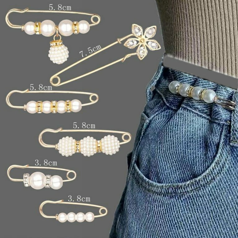 Clothes Clip Pin, Pearls Brooch