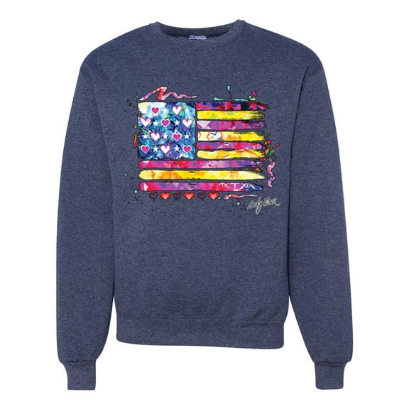 Wild Bobby, Colorful Neon Flag, Streetwear, Unisex Crewneck Graphic Sweatshirt, Vintage Heather Navy, 3XL