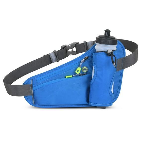 HLONK Sport Waist Pack Hydration Belt Pack with running Water Bottle Holder Cellphone Storage Reflected Stripes, suitable for running, hiking and climbing (Blue)
