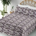 thumbnail image 3 of Ambesonne Floral Fitted & Flat Sheet with Shams 4 Pcs Set, Retro Poppy Flowers Romantic, Calking, Mauve Taupe Charcoal Grey, 3 of 5