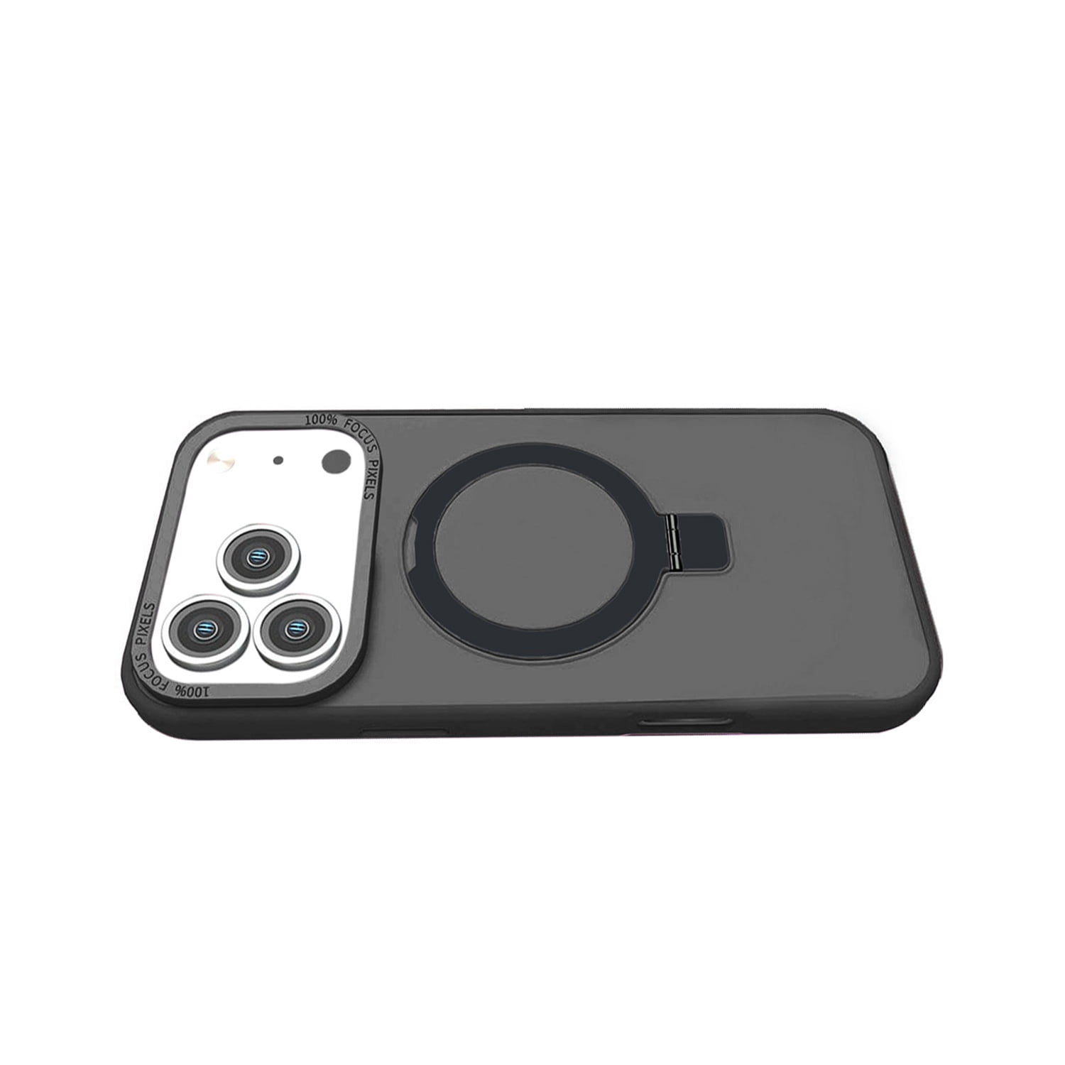 Carbon Wireless Charging Case with Ring Stand for iPhone 17 Pro Max - Black