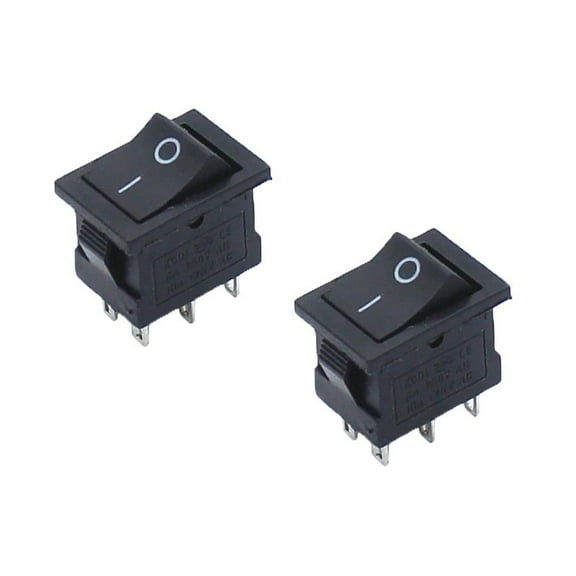2x Black 6-Pin Rocker Switch Rectangular ON/OFF Panel Car/RV DC 12V AC 125V/250V