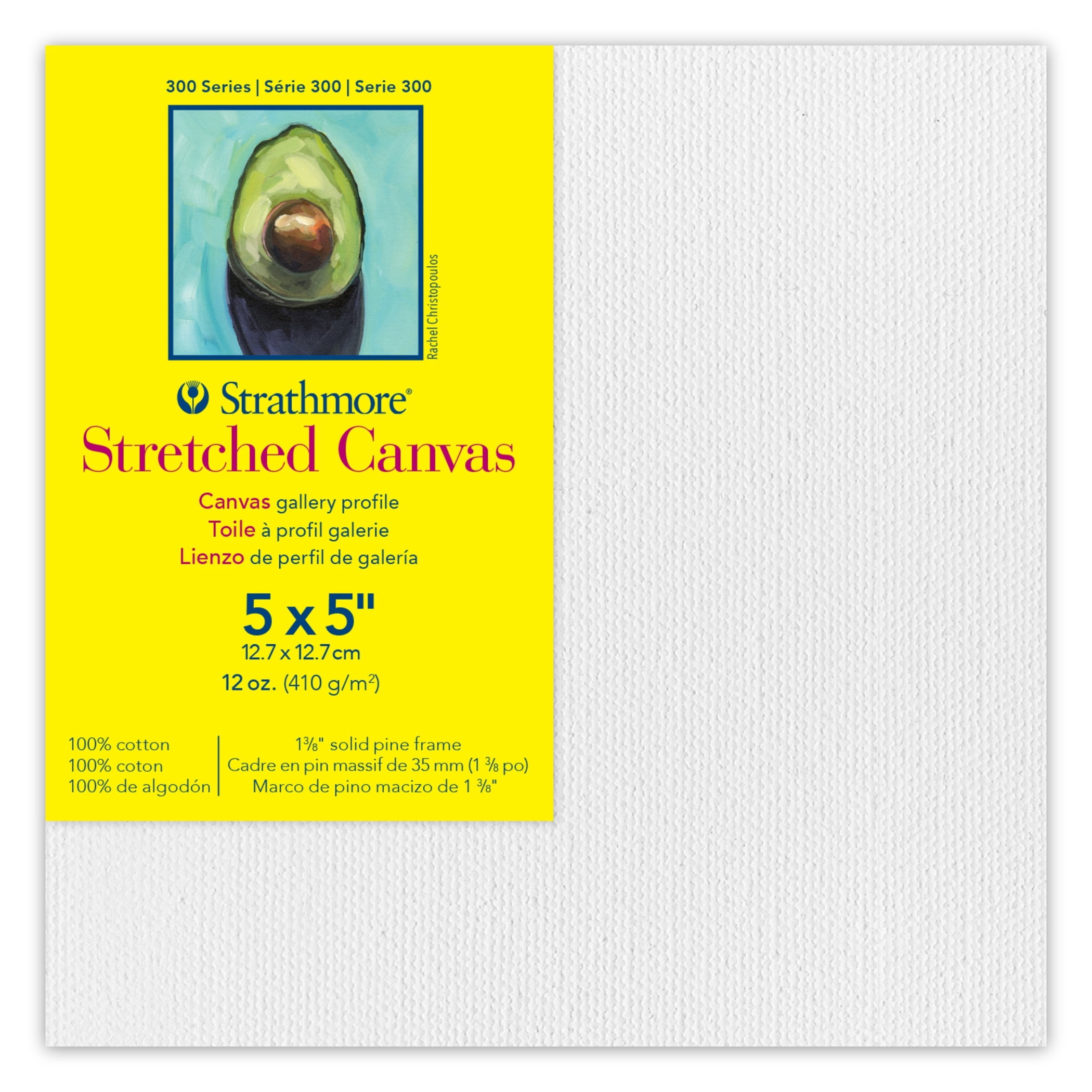 Strathmore 300 Series Gallery Stretched Canvas, 5x5 inch, 3 Count