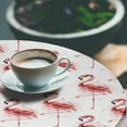 thumbnail image 3 of Ambesonne Flamingo Fitted Round Tablecloth, Hawaiian Pattern Summer, 45"- 56" Diameter, Pastel Pink Grey and White, 3 of 5