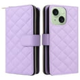 thumbnail image 4 of Compatible for iPhone 13 Wallet Case, Crossbody Strap PU Leather Folio Phone Cover, Zipper Handbag Purse with Card Holder Lanyard Flip Stand for iPhone 13, Purple, 4 of 10