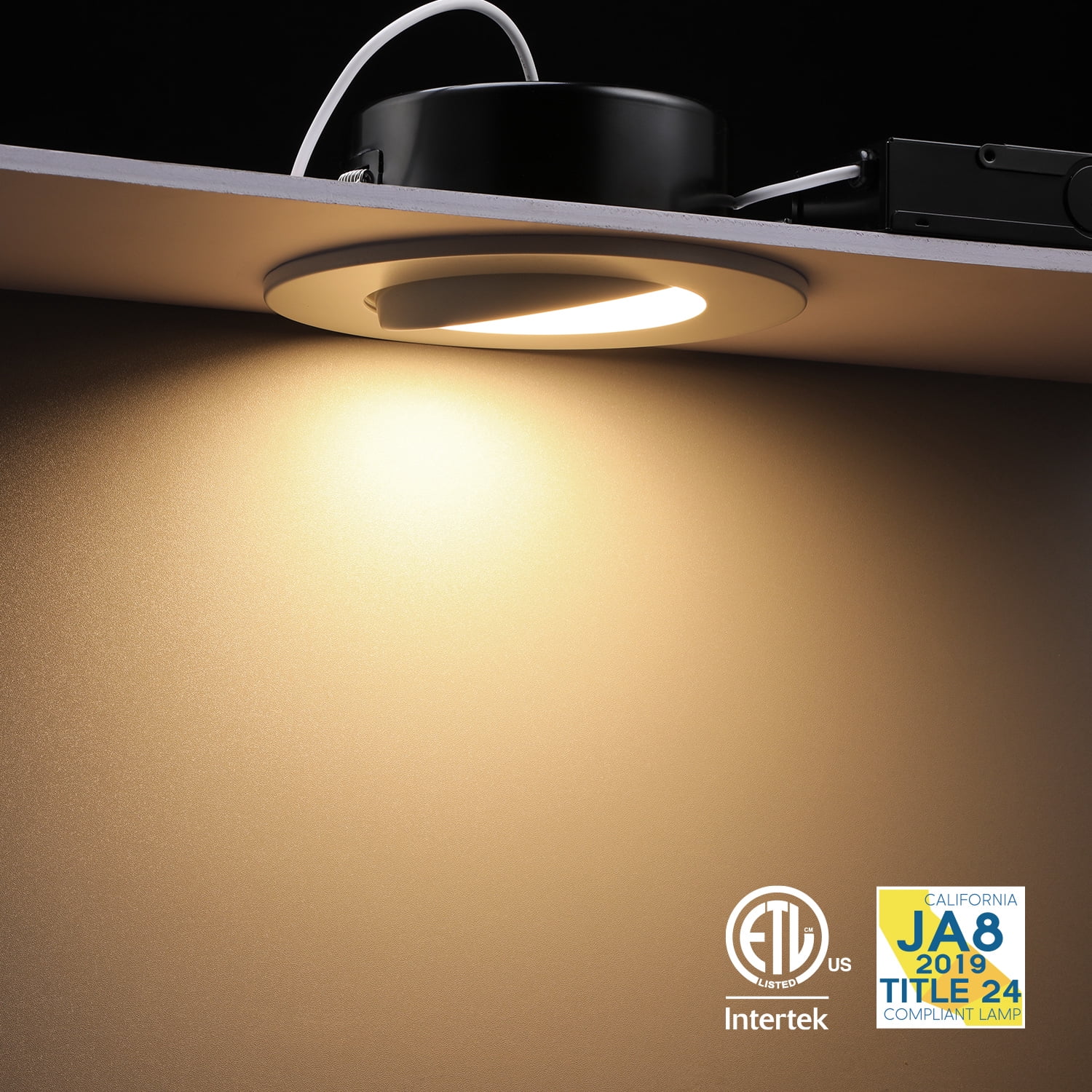 4 Pack 13.5W 6 Inch Slim Gimbal LED Recessed Light, Dimmable Directional Ceiling Light, 3000K Warm White