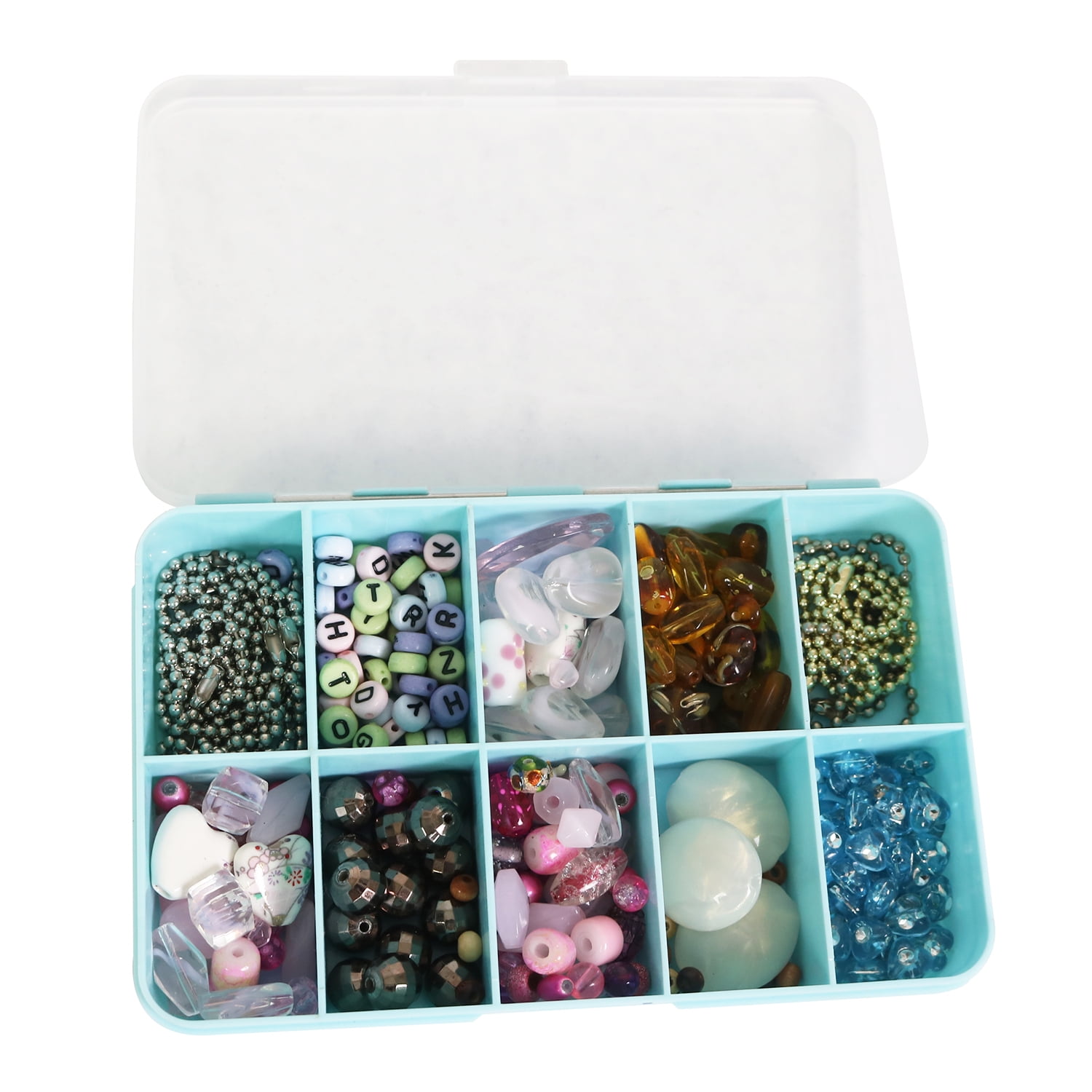 10 Total Storage Spaces- Blue Organizer Storage for Large Plastic Snap Case for Jewelry Everything Mary 10 Compartment Plastic Bead Storage Box Small Mini Crafts & Accessories Tiny Beads