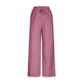 thumbnail image 3 of Roncen Women's Striped Straight Leg Pants - Mid-Rise Casual Fit Trousers with Drawstring Waist & Pockets, 3 of 5
