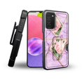thumbnail image 1 of ANJ+ Rugged Shockproof Holster Case Card Slot Kickstand + Tempered Glass Cover for Samsung Galaxy A03s - Pink Marble Roses, 1 of 5